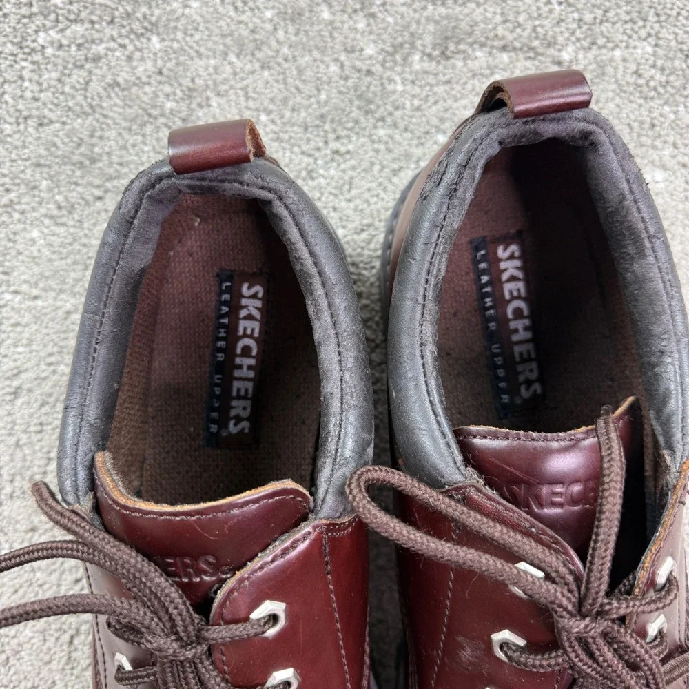 Skechers Alley Cats 7111 Mens 13 Brown Leather Oxford Chunky Lug Sole Y2K
